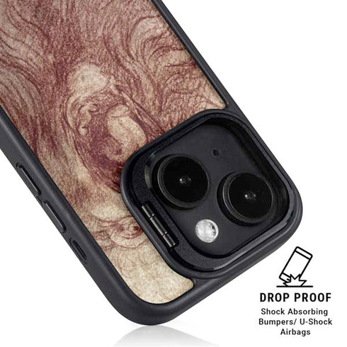 da Vinci - Sketch of a roaring lion by Da Vinci iPhone 14 Kickstand Case